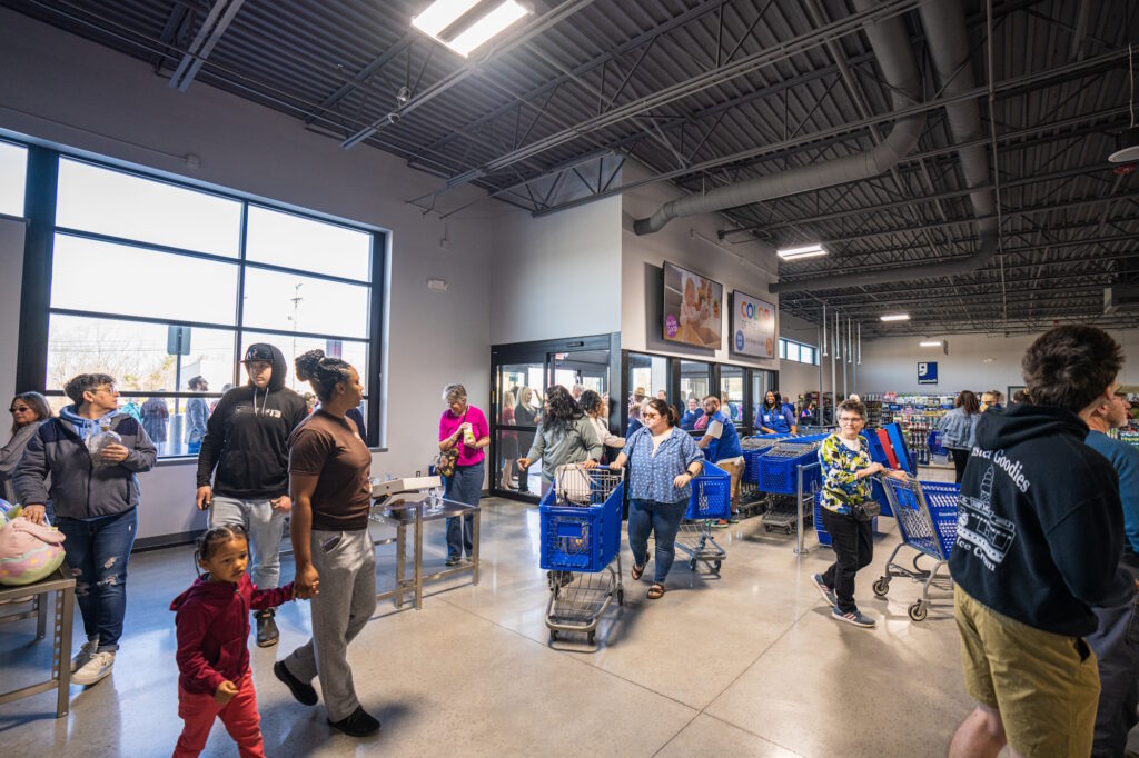 Shoppers experiencing the new store.